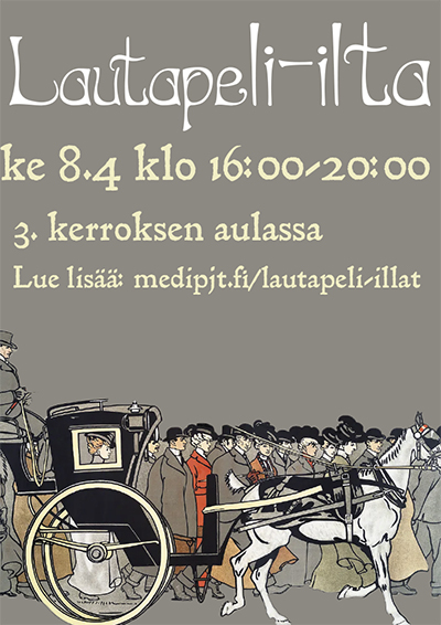 Lautapeli-illan mainos flyer.