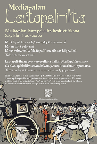 Lautapeli-illan mainos juliste.